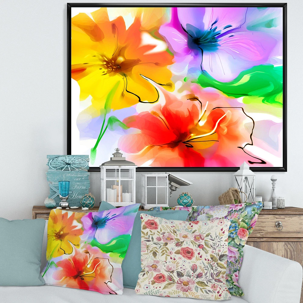 Bunch of Colorful Flowers Sketch  Wall Art