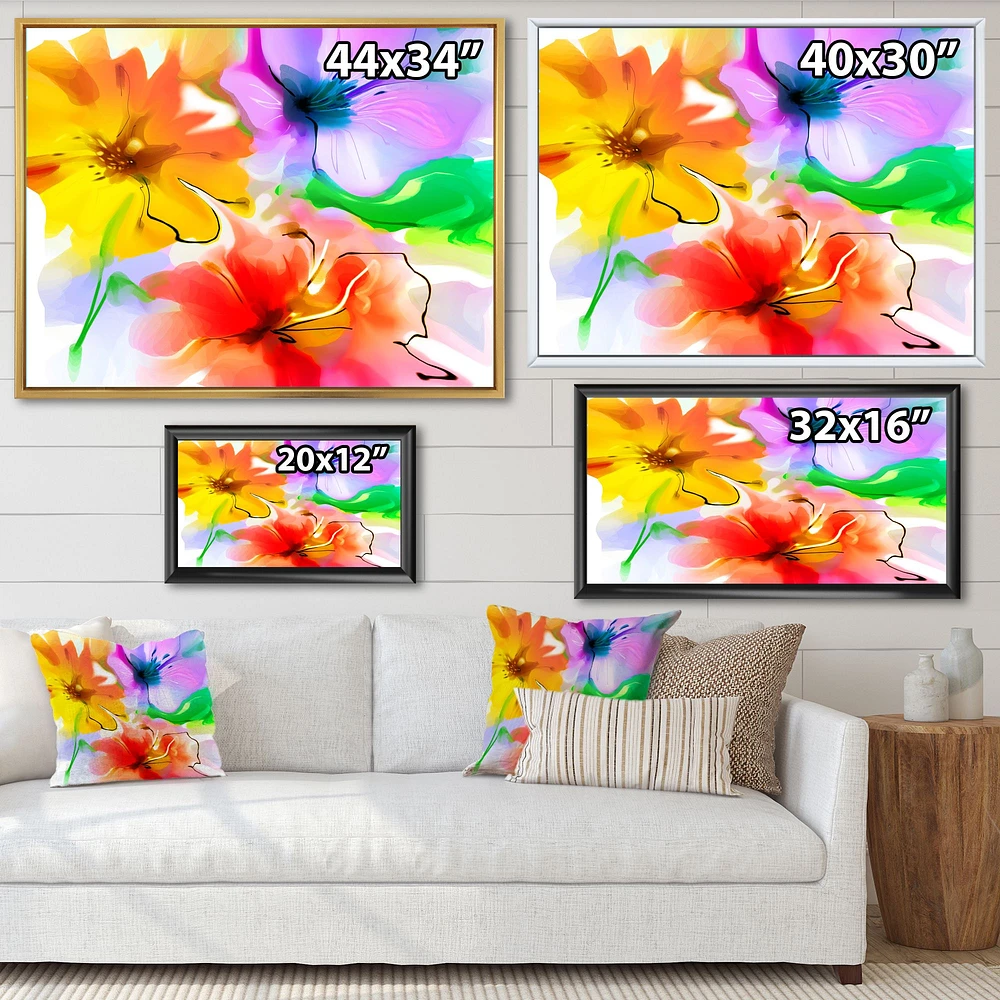 Bunch of Colorful Flowers Sketch  Wall Art