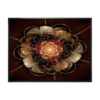 Dark Gold Red Fractal Flower Pattern  Wall Art