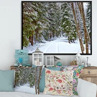 Snowy Road the Forest  Wall Art