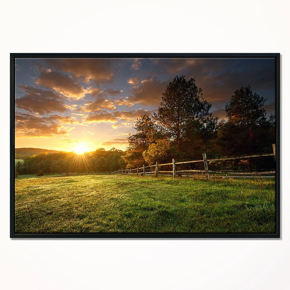 Fenced Ranch at Sunrise  Wall Art