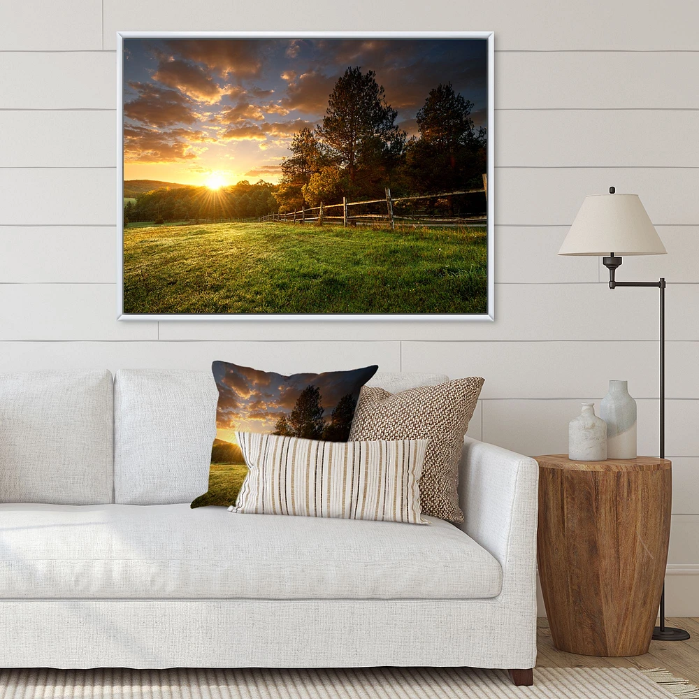 Fenced Ranch at Sunrise  Wall Art