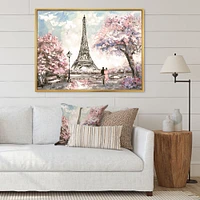 Toile imprimée « Eiffel with Pink Flowers »