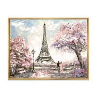 Toile imprimée « Eiffel with Pink Flowers »