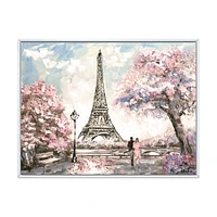 Toile imprimée « Eiffel with Pink Flowers »