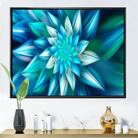 Huge Blue Fractal Flower  Wall Art