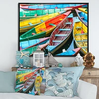 Rowing Boats on the Lake Pokhara  Canvas Wall Art Print