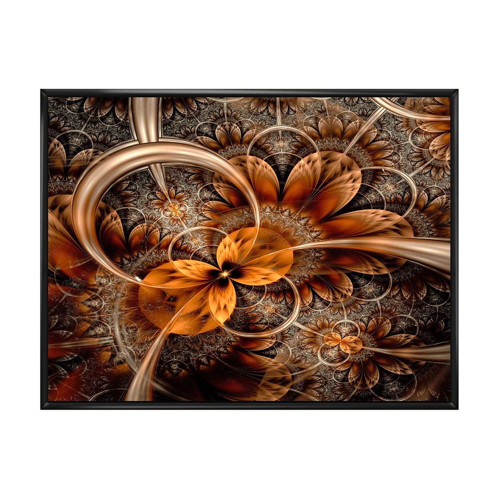 Dark Orange Fractal Flower  Canvas Art Print