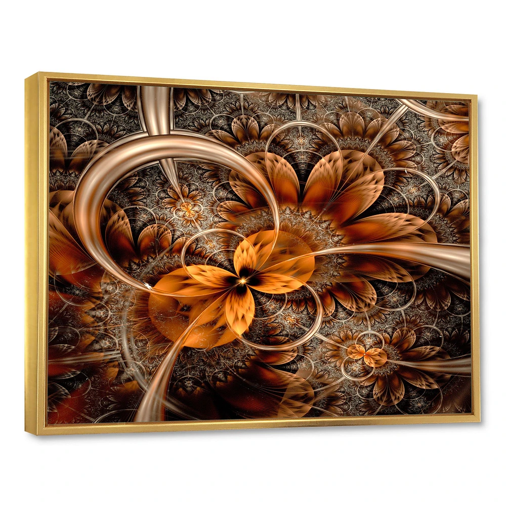 Dark Orange Fractal Flower  Canvas Art Print