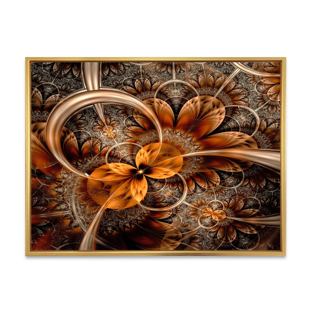 Dark Orange Fractal Flower  Canvas Art Print