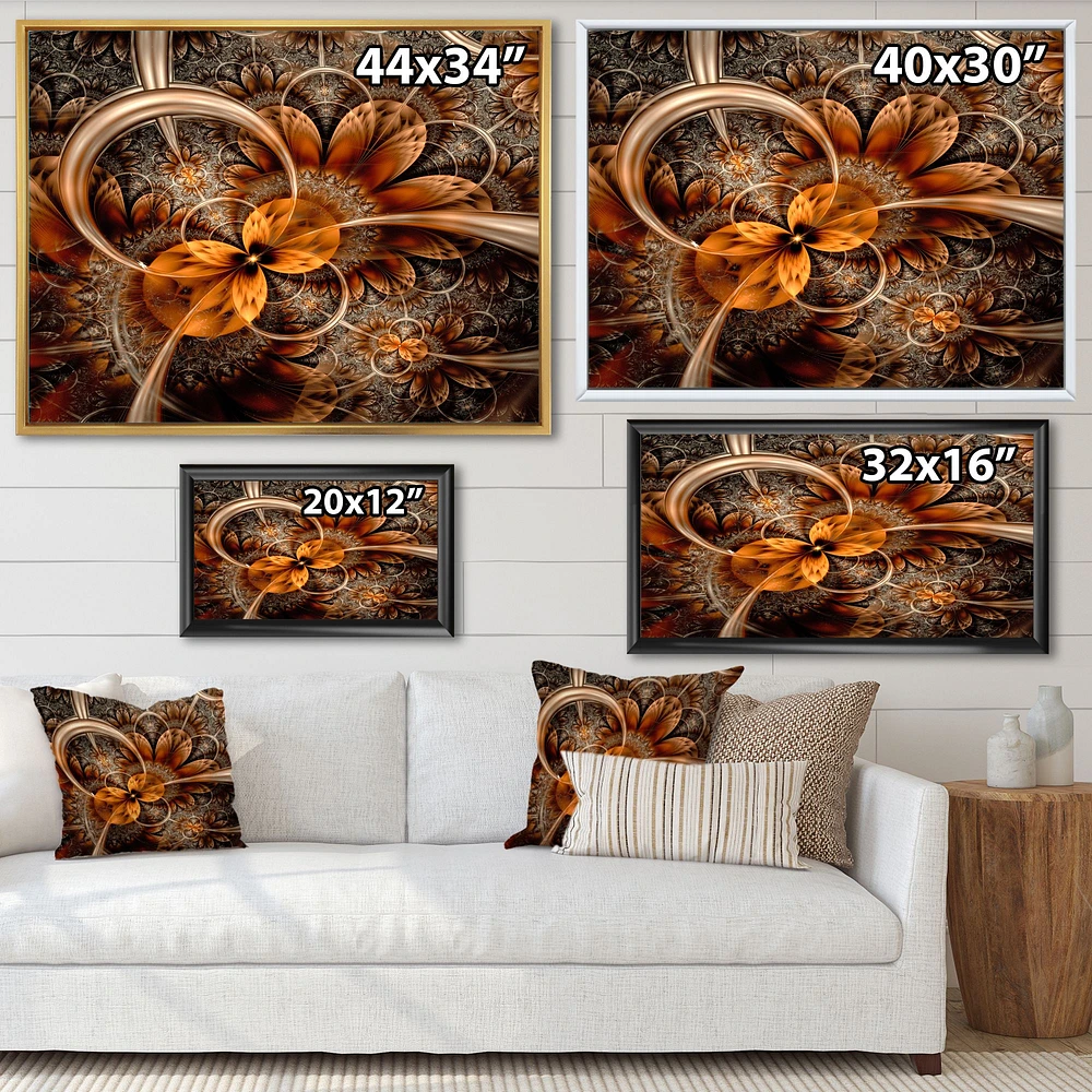 Dark Orange Fractal Flower  Canvas Art Print