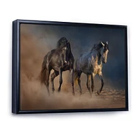 Black and white Horse run  Wall Art