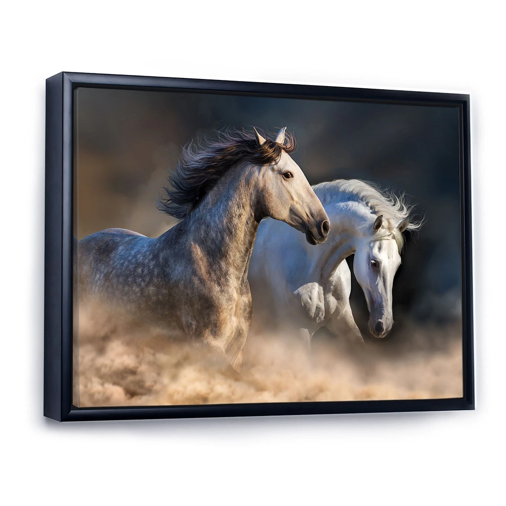 Horses run dust Wall Art