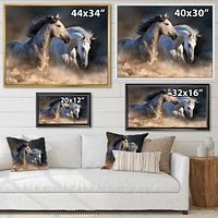 Horses run dust Wall Art