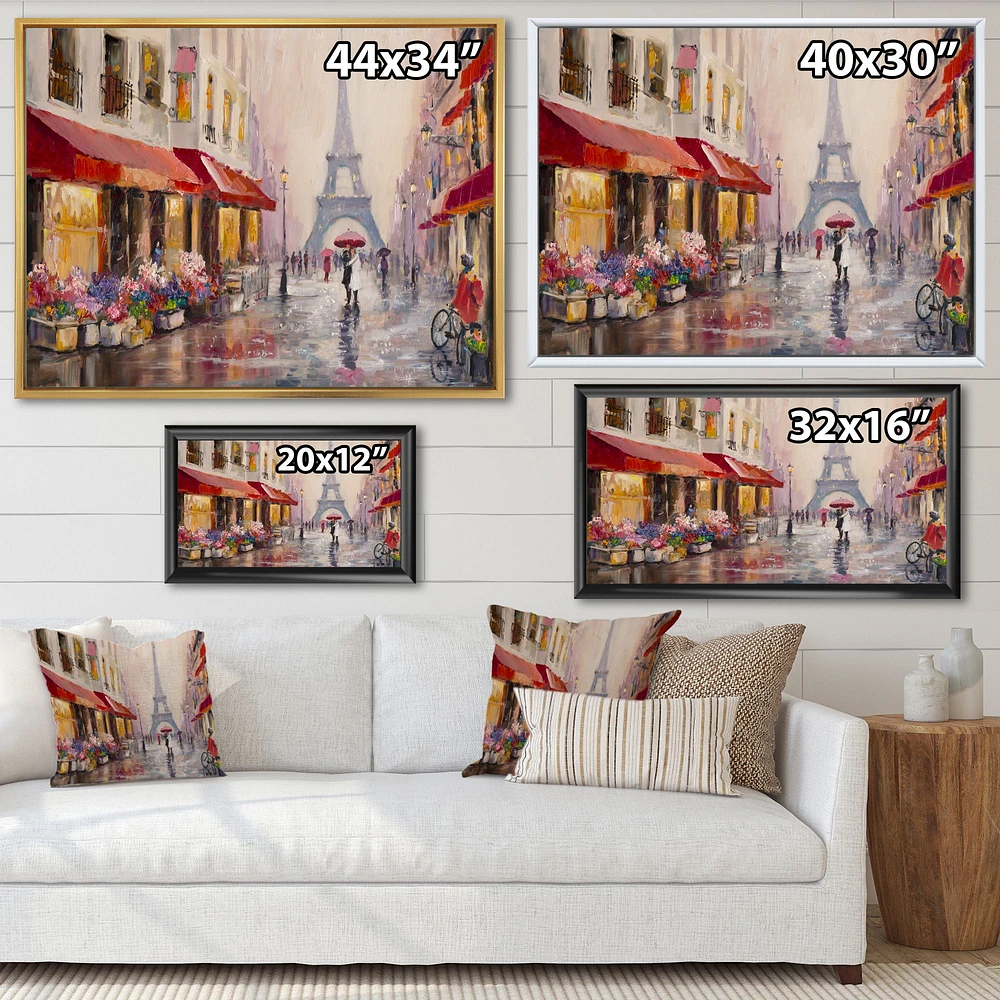 Lovers Paris Eiffel Tower  Canvas Wall Art Print