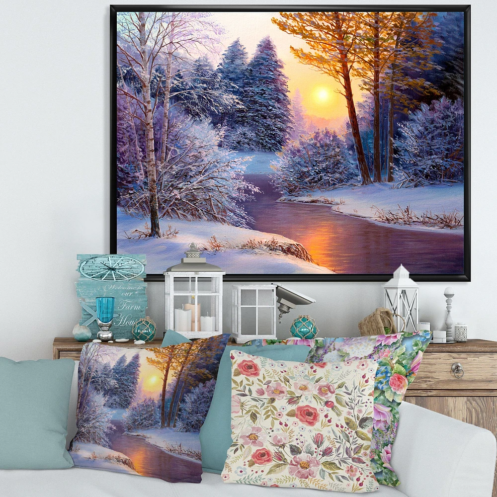 Toile « Winter Forest River »