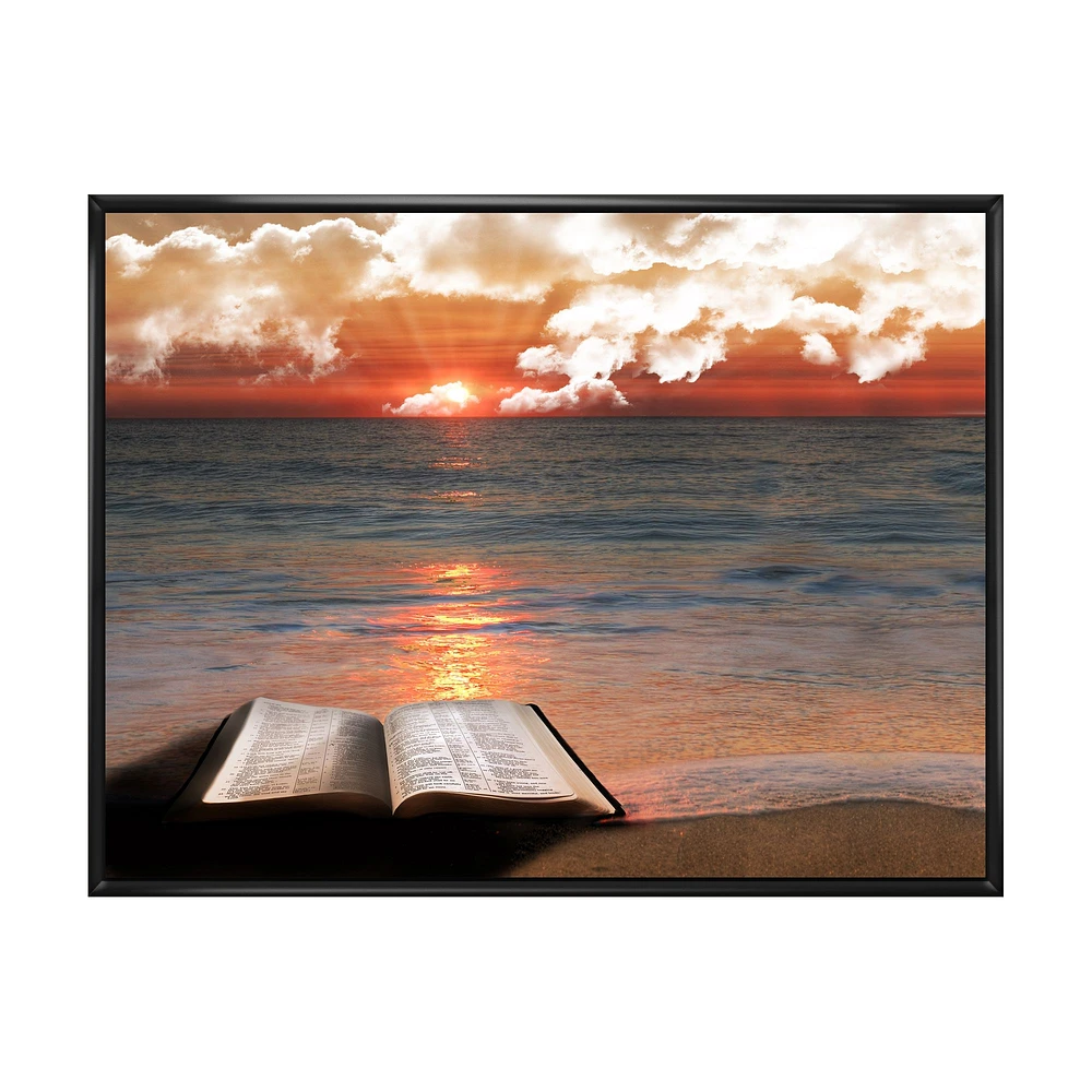 Open Bible Cloudy Sunset  Wall Art