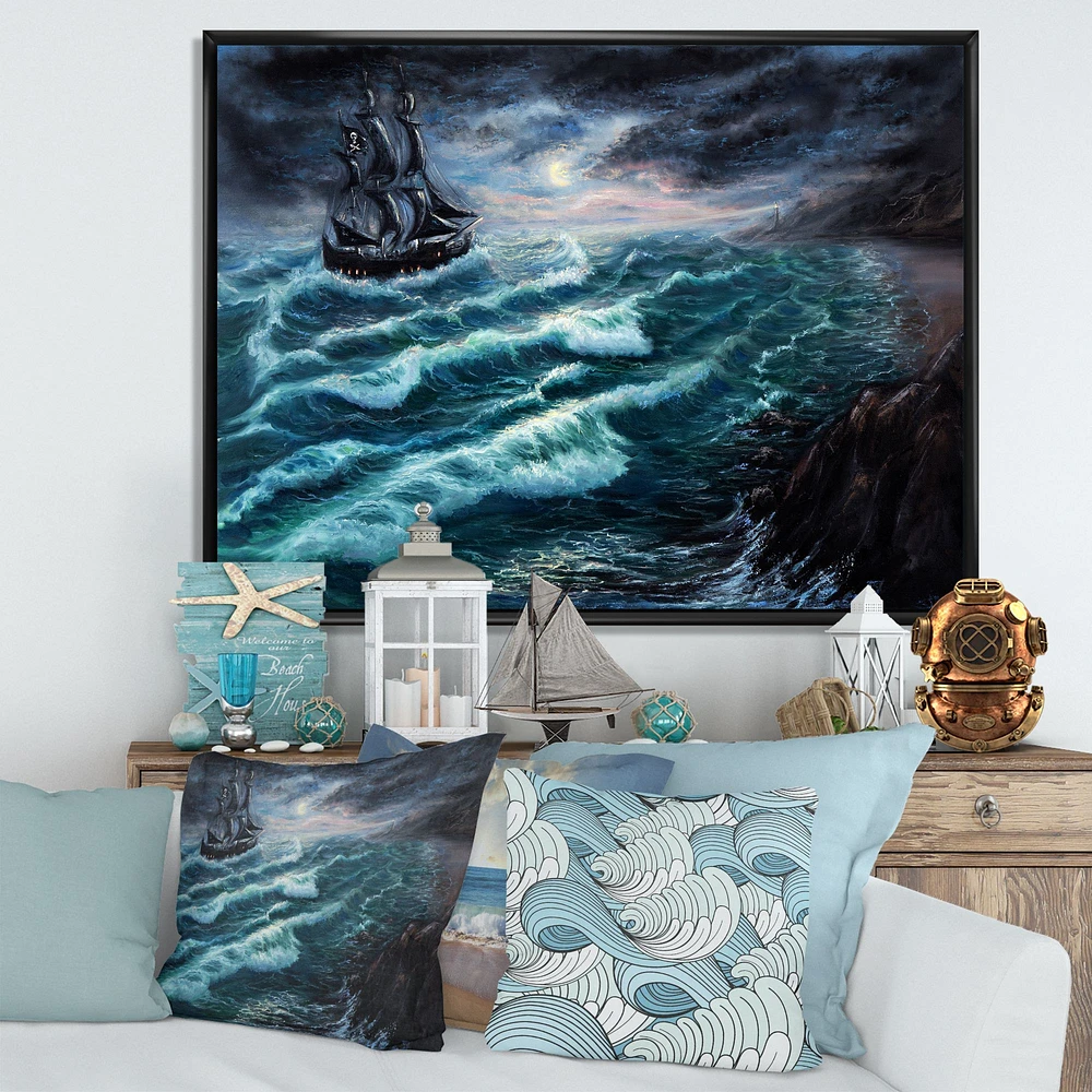 Pirate Ship Under Stormy Cloud  Wall Art