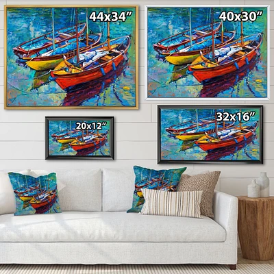 Three Fishing Boat  Canvas Wall Art