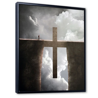 Big Cross between Two Cliffs  Canvas Wall Art