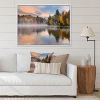 Autumn Foliage by The Lakeside  Canvas Wall Art Print