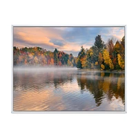 Autumn Foliage by The Lakeside  Canvas Wall Art Print