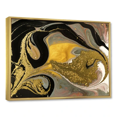 Gold and Black Marbled Rippled Texture I  Wall Art