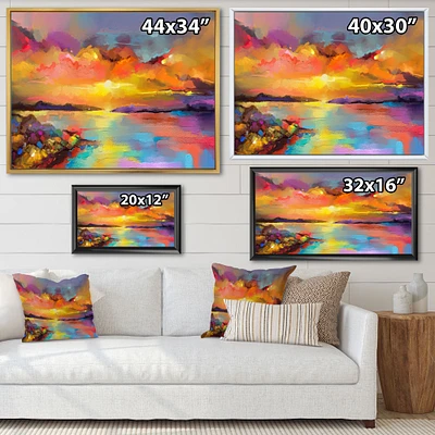 Toile « Sunset Painting with Colorful Reflections I »