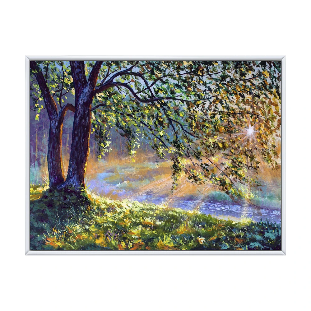 Toile « Tree by River First Rays of Afternoon Sun »