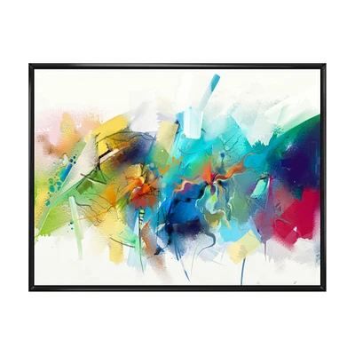 Turquoise Story with Touches of Yellow and Red  Canvas Wall Art Print