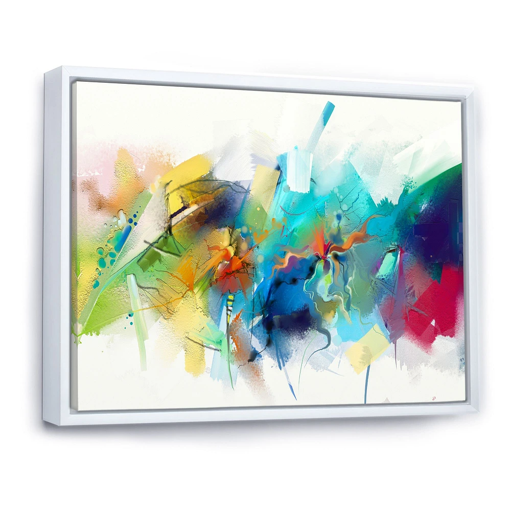 Turquoise Story with Touches of Yellow and Red  Canvas Wall Art Print