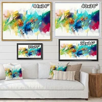 Turquoise Story with Touches of Yellow and Red  Canvas Wall Art Print