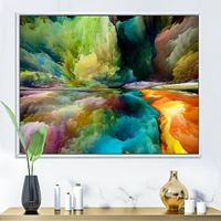 Colorful Motion Gradients of Surreal Mountains and Clouds  Wall Art