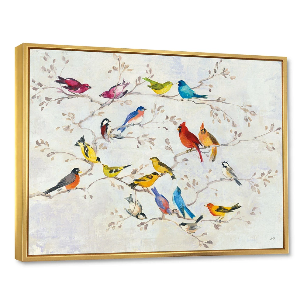 Multicolor Birds on Tree  Canvas Art