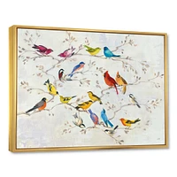 Multicolor Birds on Tree  Canvas Art