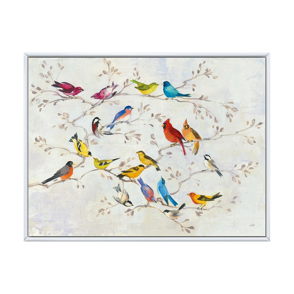 Multicolor Birds on Tree  Canvas Art