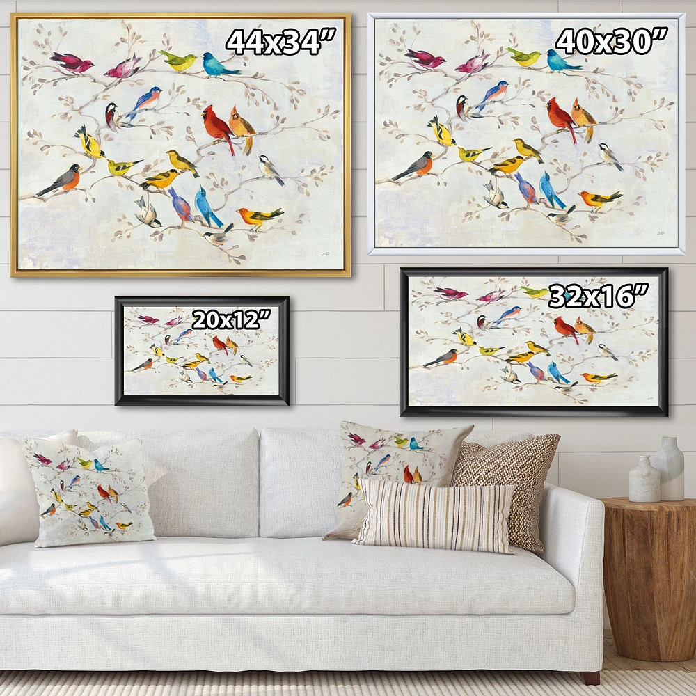 Multicolor Birds on Tree  Canvas Art