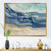 Toile « Coast Blue Sea Waves Watercolour » en bois