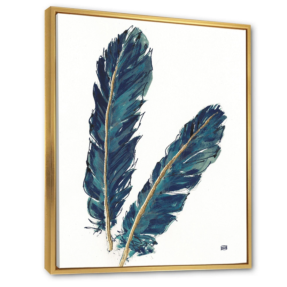 Toile « Gold Indigo Feathers IV »