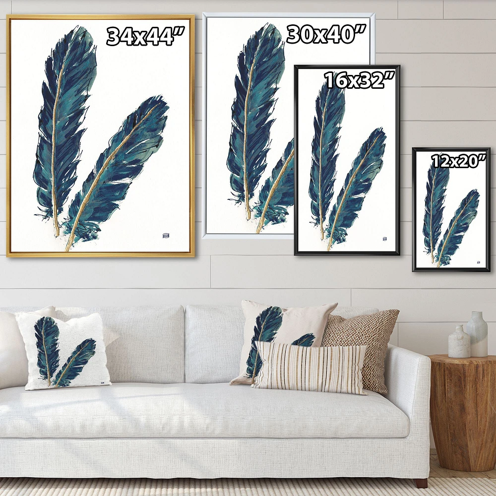 Gold Indigo Feathers IV  Wall Art