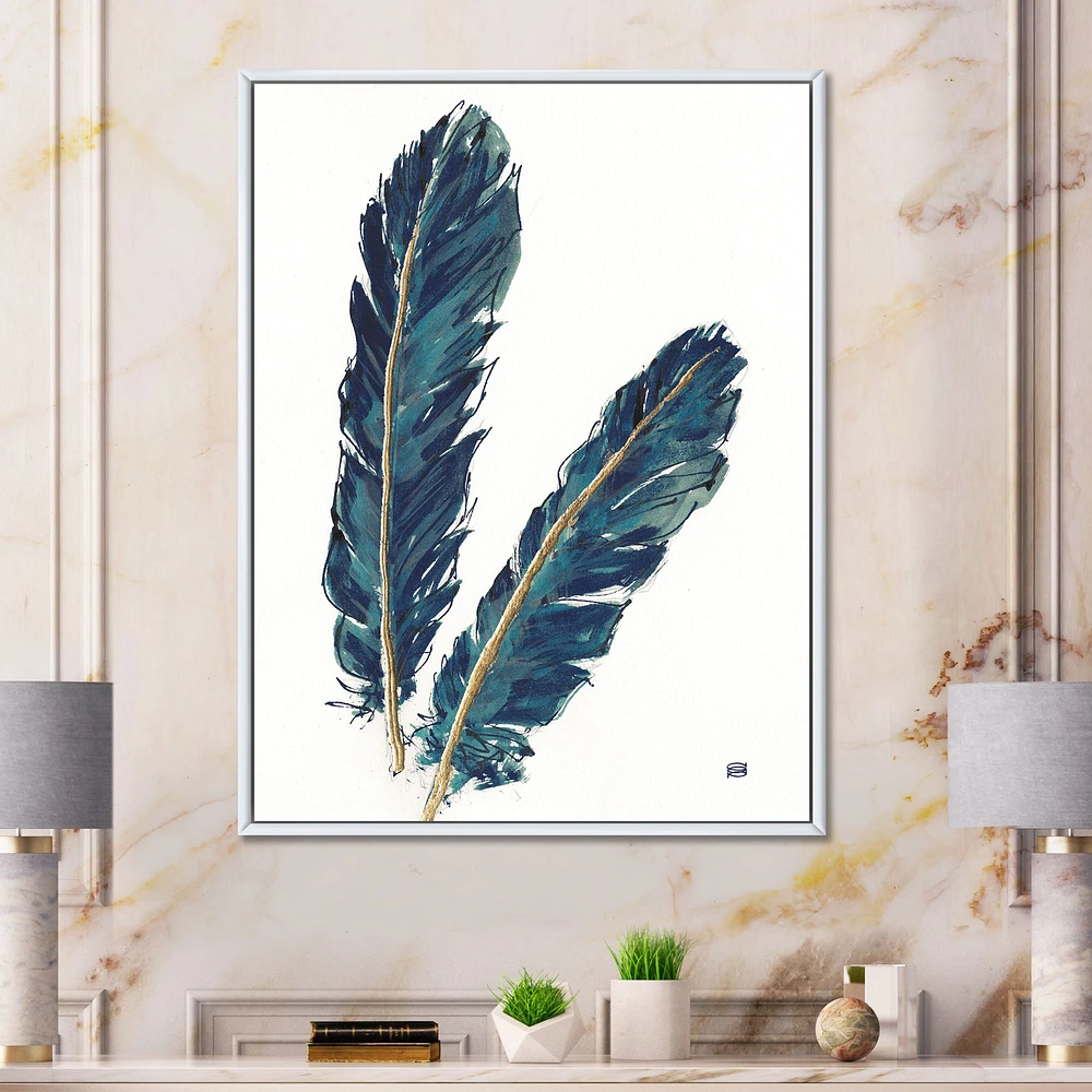 Gold Indigo Feathers IV  Wall Art