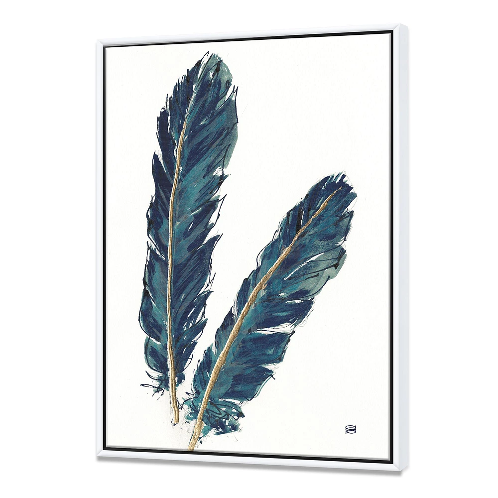 Gold Indigo Feathers IV  Wall Art