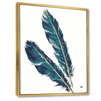 Gold Indigo Feathers III  Wall Art