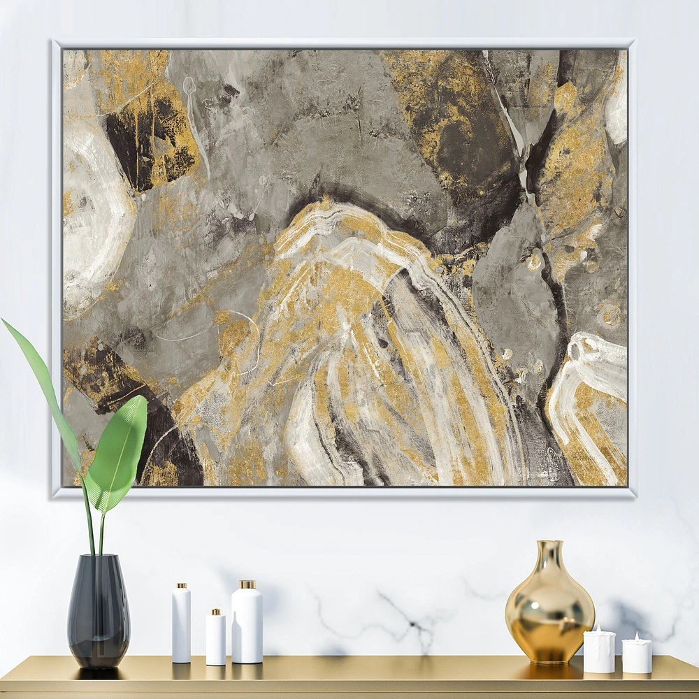 Painted Gold Stone  Canvas Art