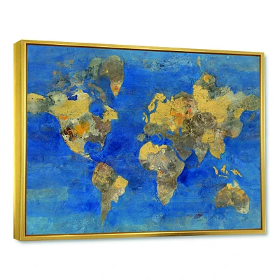 Golden Glam World Map  Wall Art