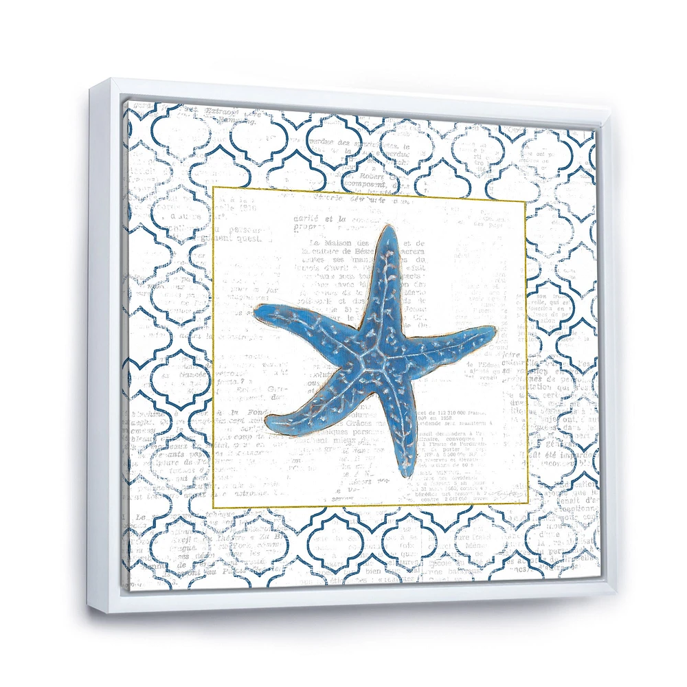 Navy Starfish with Gold  Canvas Wall Art