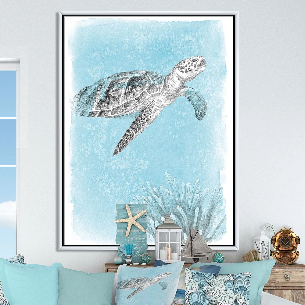 Toile « Coastal Sea Life I Turtle sketches »