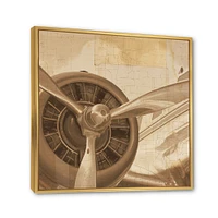 Toile « Retro Airplanes Sepia