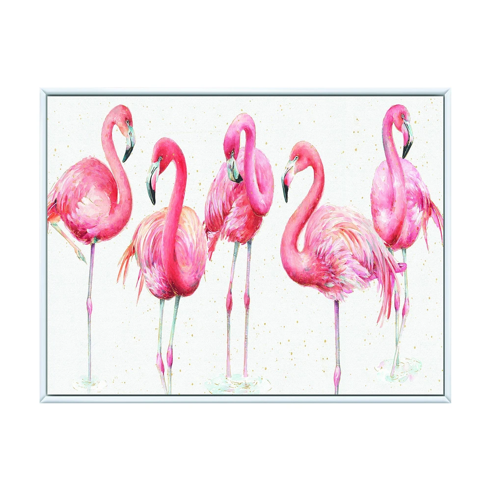 Gracefully Pink Shabby Flamingo  Canvas Wall Art