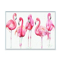 Gracefully Pink Shabby Flamingo  Canvas Wall Art